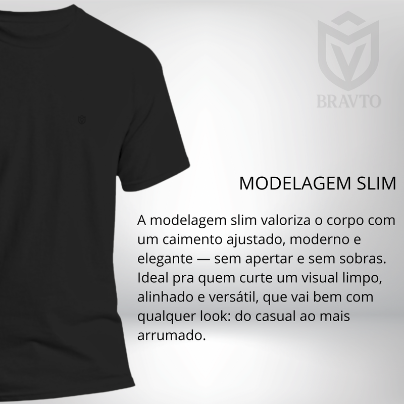 Kit com 3 Camiseta de Algodão Manga Curta Bravto
