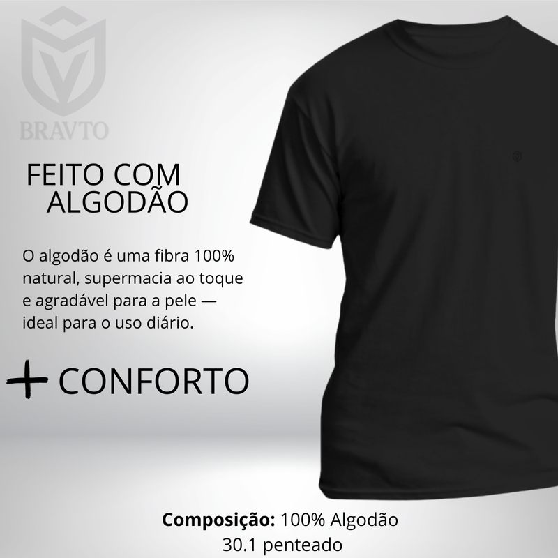 Kit com 3 Camiseta de Algodão Manga Curta Bravto