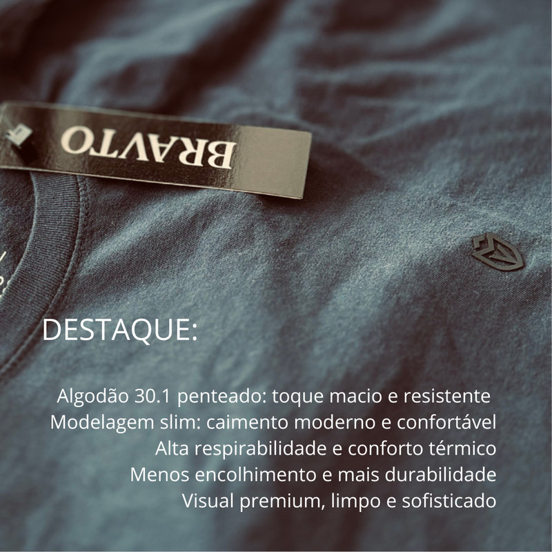 Kit com 3 Camiseta de Algodão Manga Curta Bravto