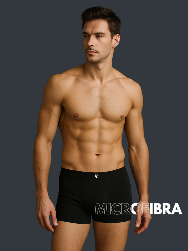 Kit com 6 Cueca Boxer Microfibra Classic Preto, Chumbo e Marinho BRAVTO