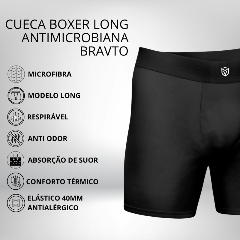Kit com 5 Cueca Boxer Long Antimicrobiana Bravto