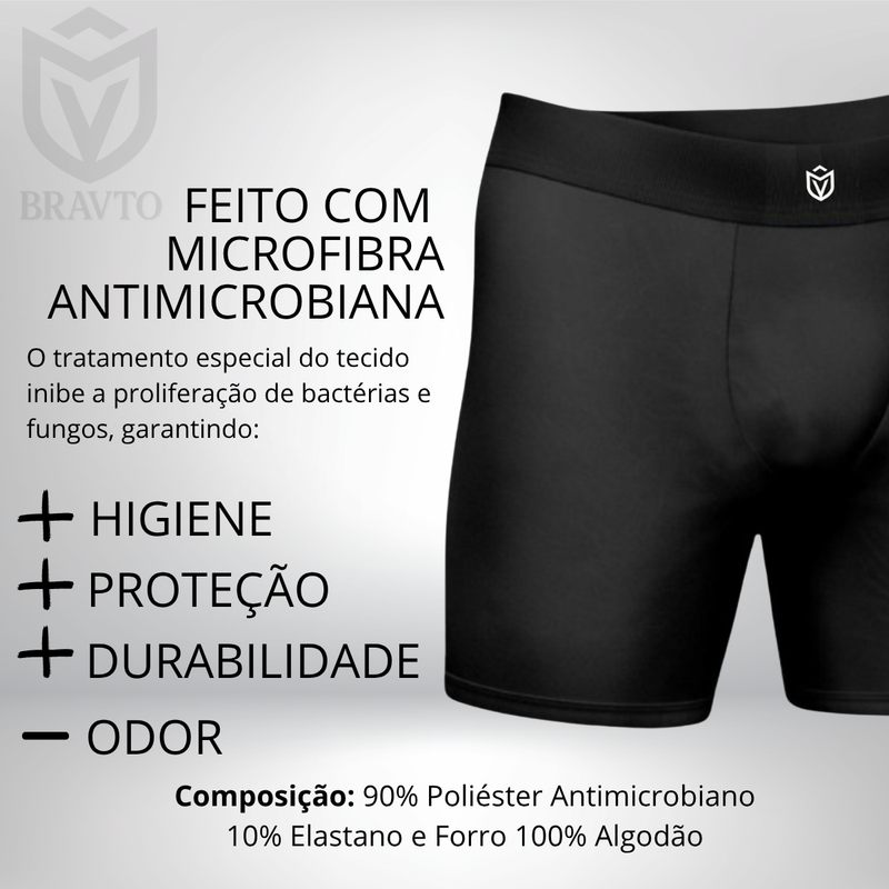 Kit com 5 Cueca Boxer Long Antimicrobiana Bravto