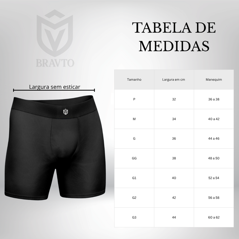 Kit com 5 Cueca Boxer Long Antimicrobiana Bravto