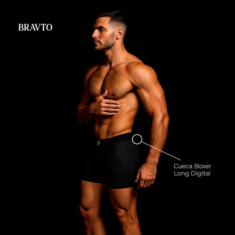 Cueca Boxer Long Estampa Digital Dark BRAVTO - Bravto Group