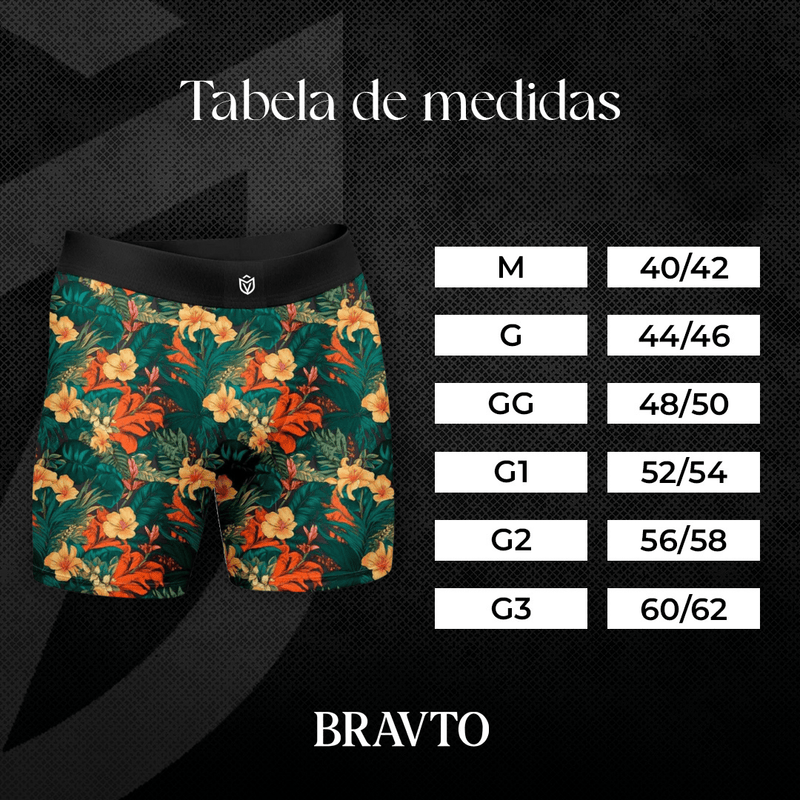 Cueca Boxer Long Estampa Digital Flowers BRAVTO - Bravto Group