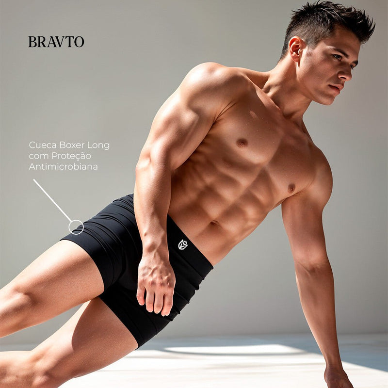 Kit com 10 Cueca Boxer Long Antimicrobiana Preta BRAVTO - Bravto Group