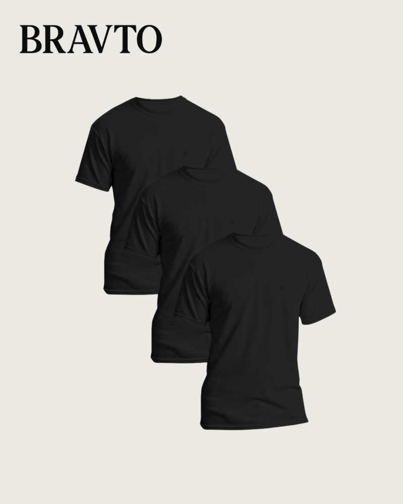 Kit com 3 Camiseta de Algodão Manga Curta Bravto - Bravto Group