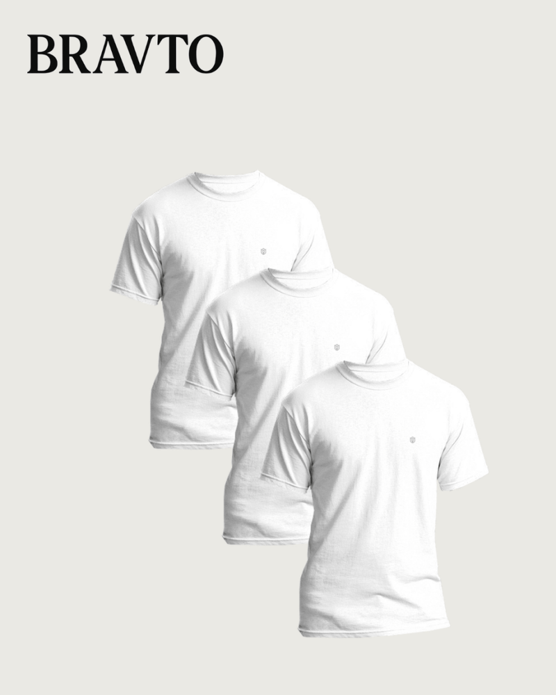 Kit com 3 Camiseta de Algodão Manga Curta Bravto - Bravto Group