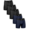 Kit com 5 Cueca Boxer Long Antimicrobiana Preta e Marinho BRAVTO - Bravto Group