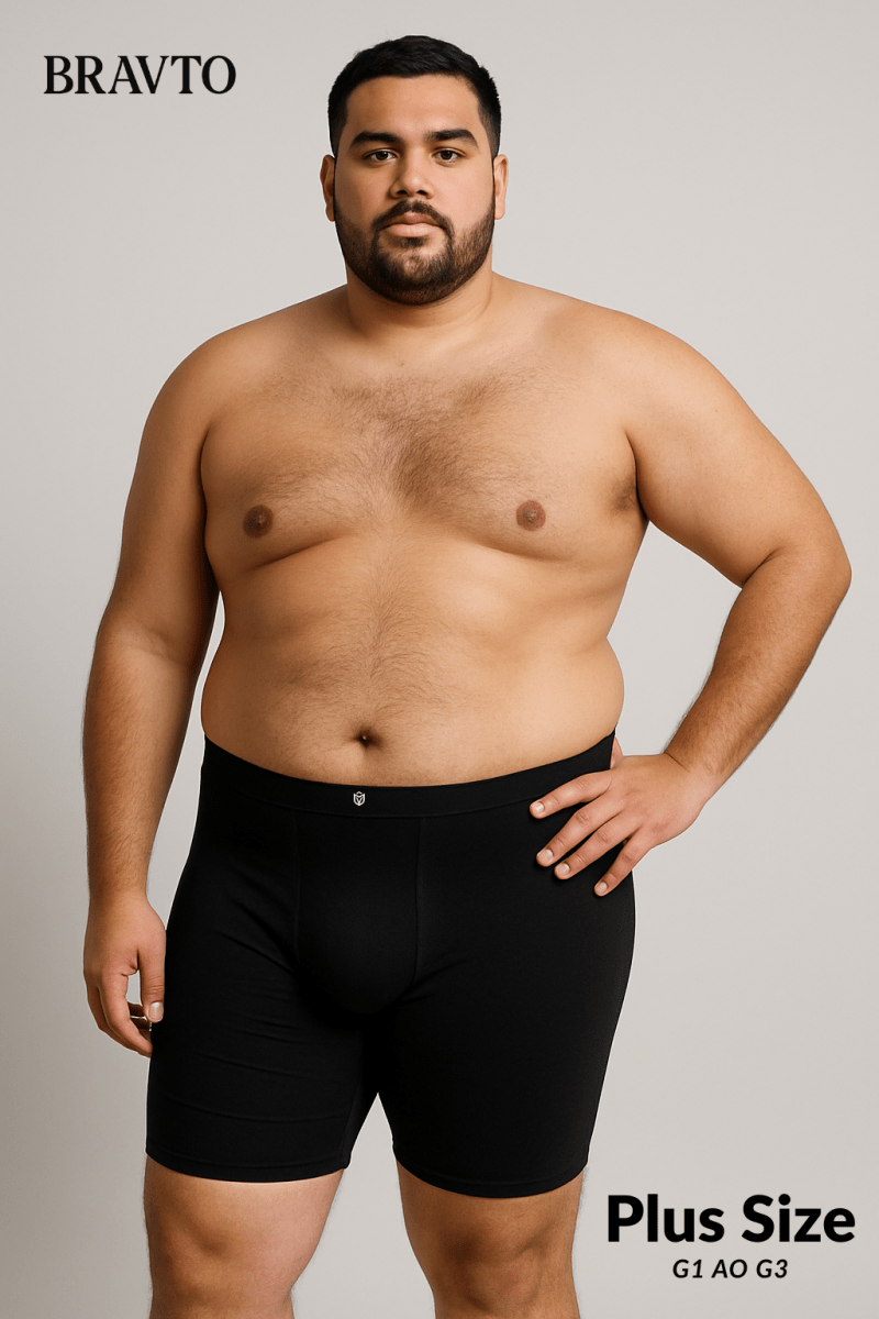 Kit com 5 Cueca Boxer Long Plus Size Antimicrobiana BRAVTO - Bravto Group