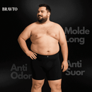 Kit com 5 Cueca Boxer Long Plus Size Antimicrobiana BRAVTO - modelo confortável e antimicrobiano, ideal para o dia a dia.