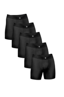Kit com 5 Cueca Boxer Long Plus Size Antimicrobiana BRAVTO em cor preta, conforto e durabilidade para o dia a dia.