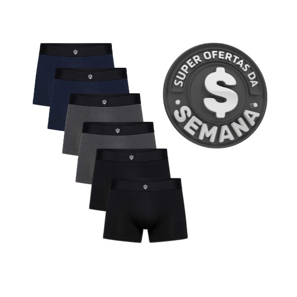 Kit com 6 Cueca Boxer Premium Classic PT/MH/CH BRAVTO - Bravto Group