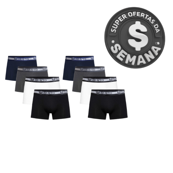 Kit com 8 Cueca Boxer Masculina Cotton Classic Bravto - Bravto Group